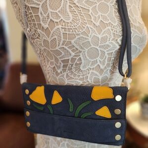 NWT Hammit Ryan Poppy Skies Suede Leather Crossbody Clutch
